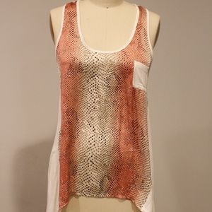 Tank Top w/ Silky Front, Snake Print